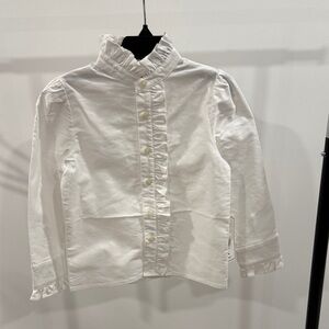 Classic Prep Solid White Ruffle Front Shirt Size 5 nwt